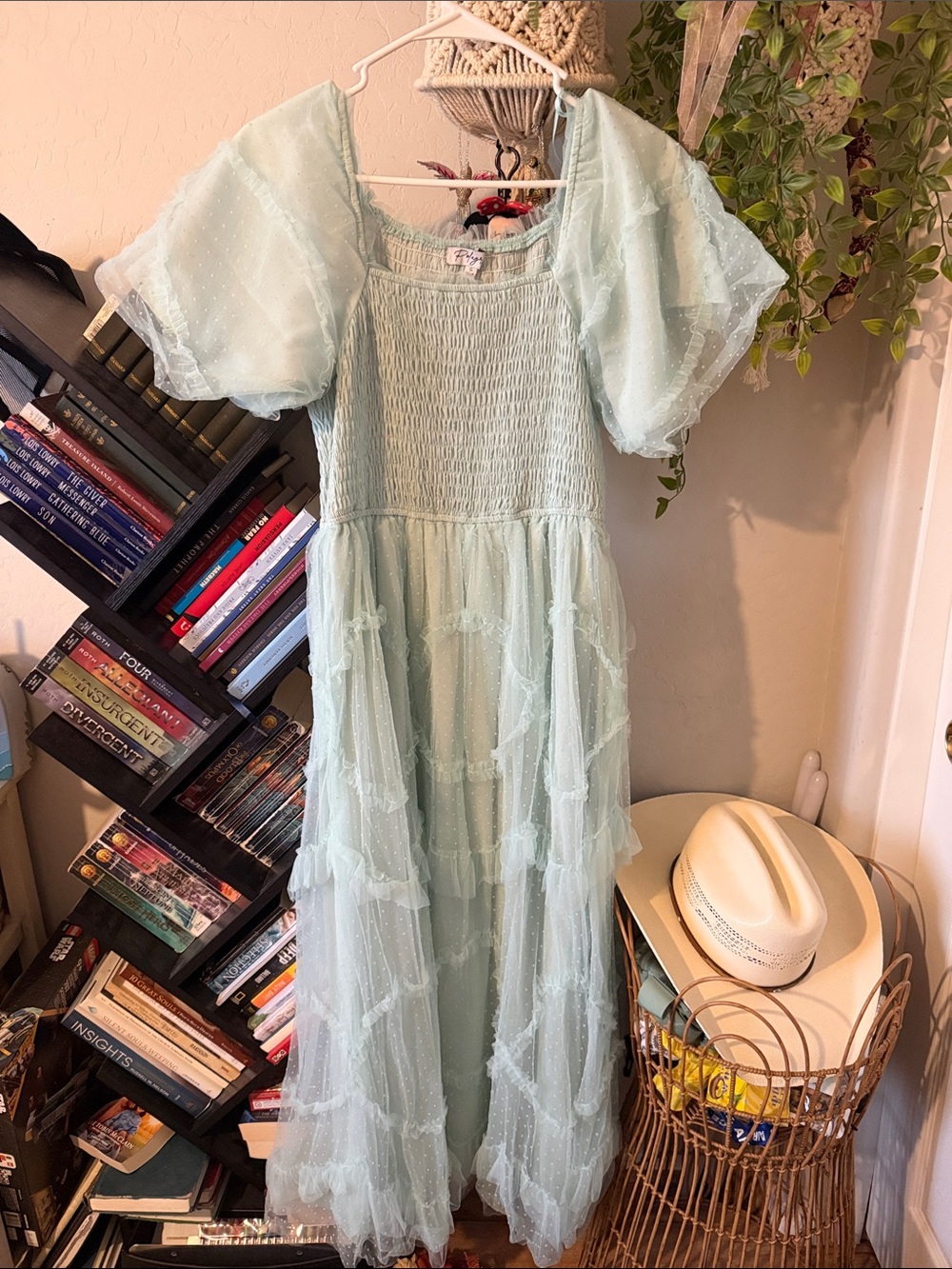 LoveShackFancy Mint Green Ruffle Tulle Dress for Girls